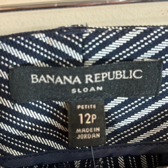 BANANA REPUBLIC Sz 12P Sloan Navy and White Slim Leg Ankle Length Trousers NEW - Picture 6 of 11